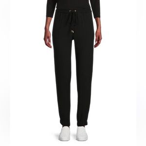 MICHAEL Michael Kors Textured Crepe Pull-On Jogger Track Pants Black Dressy